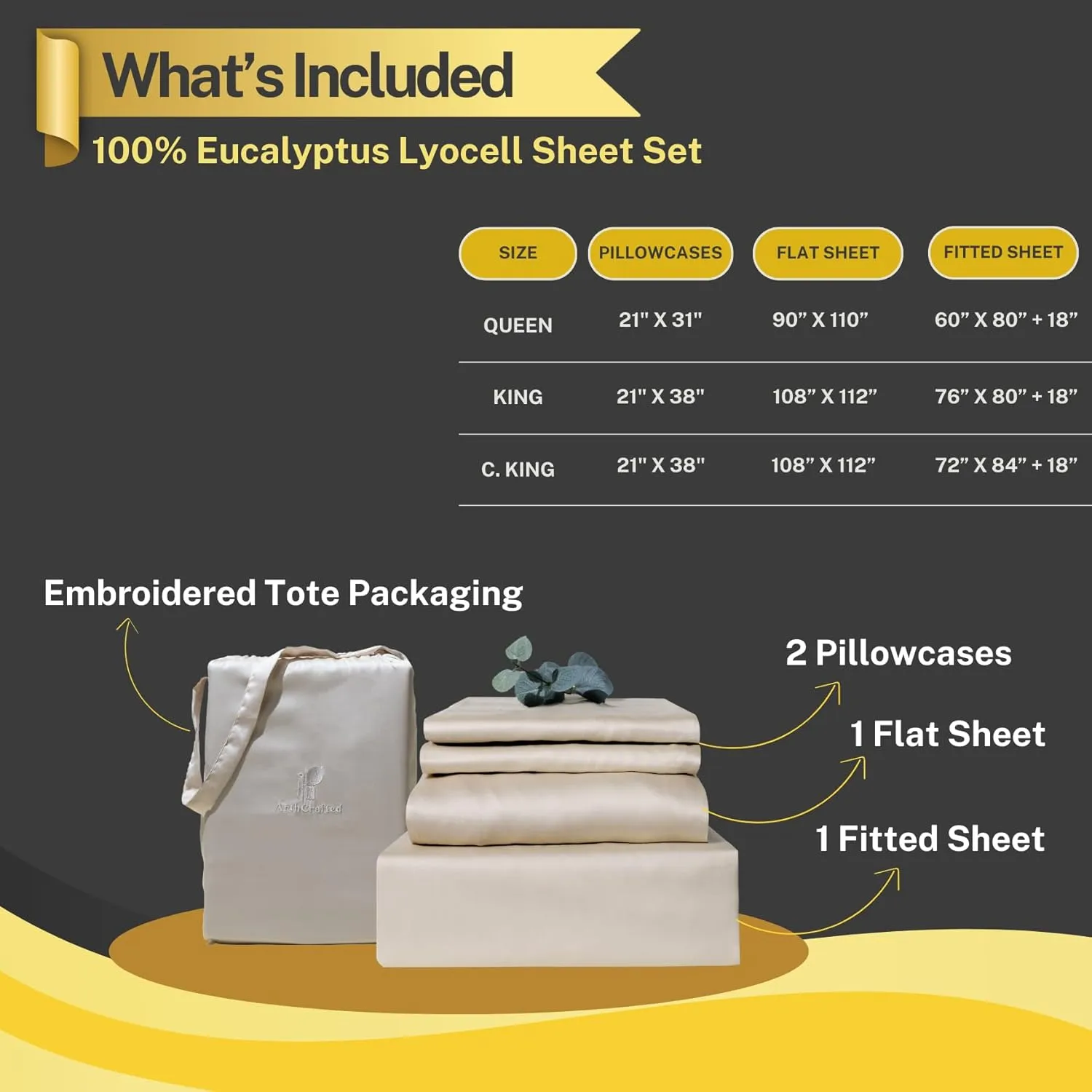 100% Austrian Eucalyptus California King Sheets,18 Inch Deep Pocket California King Sheets,Cooling with Elastic Corner Straps,Eucalyptus Tencel Lyocell (Oat Milk, 4PC Cali-King)