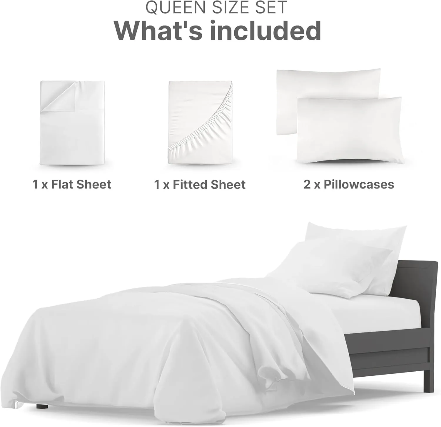 1000 Thread Count Queen Sheet Set - 100% Cotton Bed Sheets - Softer Than Egyptian Cotton - 4-Piece White Queen Set - Soft Sateen Weave - Hotel Luxury Bedding, 16" Deep Pocket Fits up to 17" Mattresses