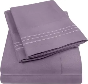 1500 Supreme Collection Full Sheet Sets Plum - Luxury Hotel Bed Sheets and Pillowcase Set for Full Mattress - Extra Soft, Elastic Corner Straps, Deep Pocket Sheets, Full Plum