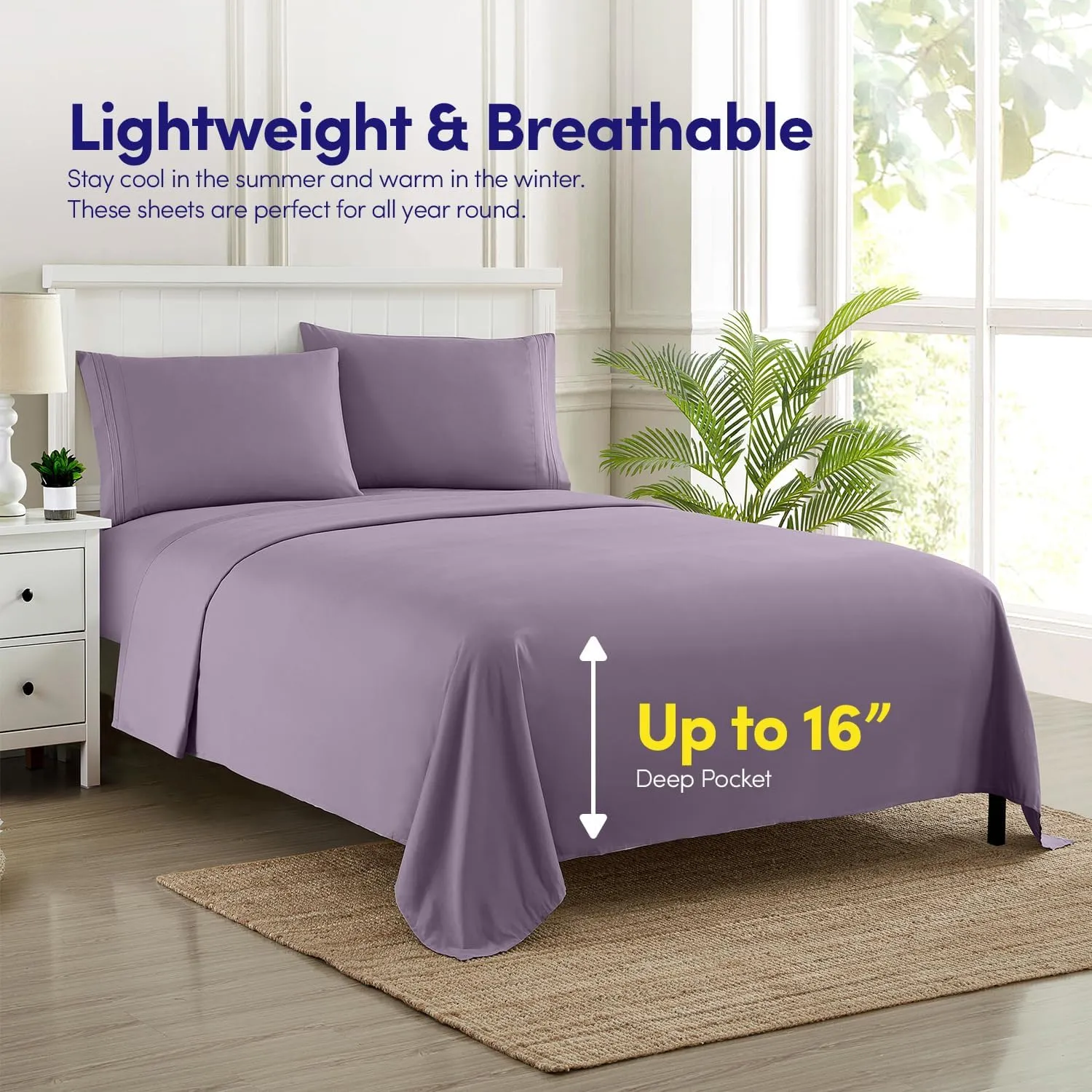 1500 Supreme Collection Full Sheet Sets Plum - Luxury Hotel Bed Sheets and Pillowcase Set for Full Mattress - Extra Soft, Elastic Corner Straps, Deep Pocket Sheets, Full Plum