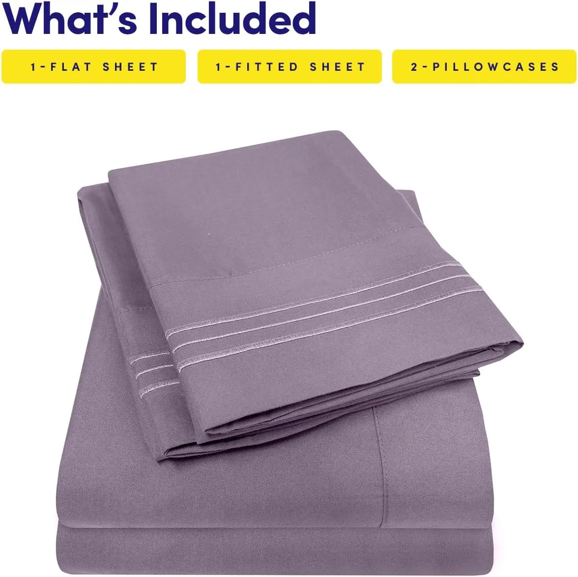 1500 Supreme Collection Full Sheet Sets Plum - Luxury Hotel Bed Sheets and Pillowcase Set for Full Mattress - Extra Soft, Elastic Corner Straps, Deep Pocket Sheets, Full Plum