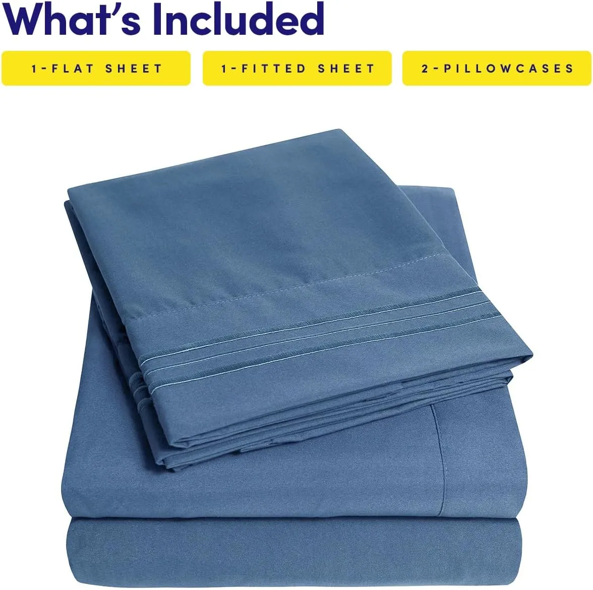 1500 Supreme Collection King Sheet Sets Denim Blue - Luxury Hotel Bed Sheets and Pillowcase Set for King Mattress - Extra Soft, Elastic Corner Straps, Deep Pocket Sheets, King Denim Blue