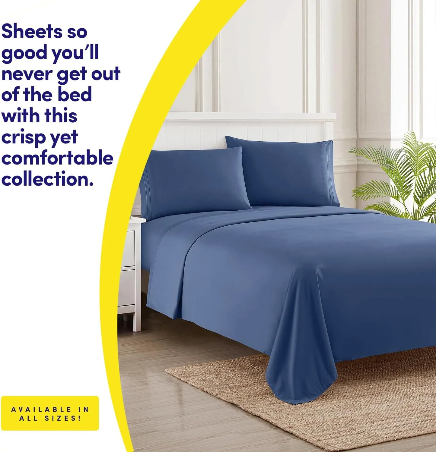 1500 Supreme Collection King Sheet Sets Denim Blue - Luxury Hotel Bed Sheets and Pillowcase Set for King Mattress - Extra Soft, Elastic Corner Straps, Deep Pocket Sheets, King Denim Blue