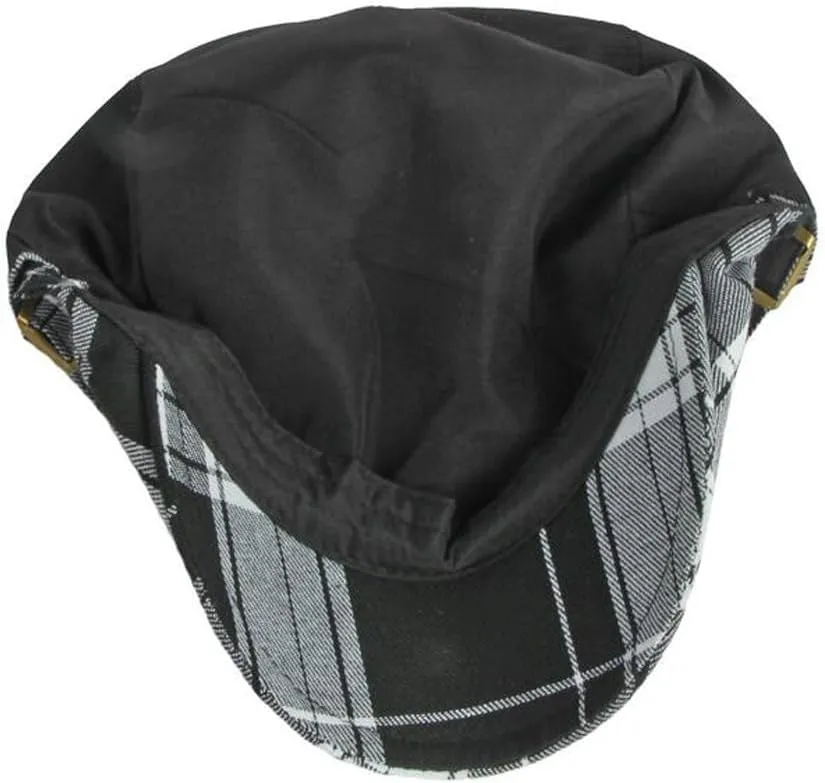 2 Pack Men's Newsboy Flat Cap Adjustable Plaid Ivy Gatsby Cabbie Driving Golf Hat Beret