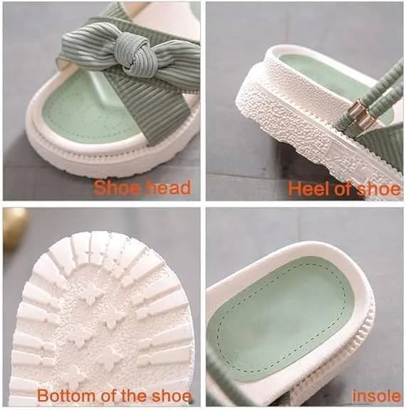 2025 New Bow Tie Sandals For Women Flat, Summer Fashion Casual Platform Sandals, Soft And Comfortable Slip-On Slipper