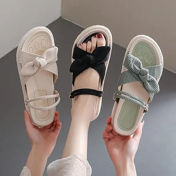 2025 New Bow Tie Sandals For Women Flat, Summer Fashion Casual Platform Sandals, Soft And Comfortable Slip-On Slipper