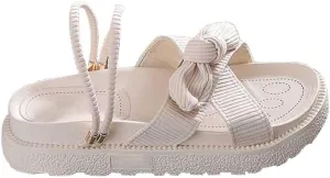 2025 New Bow Tie Sandals For Women Flat, Summer Fashion Casual Platform Sandals, Soft And Comfortable Slip-On Slipper