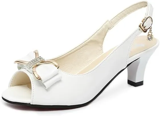 2025 Summer New Korean-style One-button Fashionable and Casual Fish-mouth Plus-size Women's Sandals，Women's Patent Dress Slip On Wedding Slingback Peep Toe Spool Low Heel Pumps Shoes