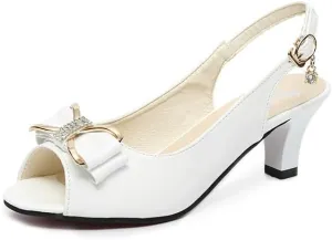 2025 Summer New Korean-style One-button Fashionable and Casual Fish-mouth Plus-size Women's Sandals，Women's Patent Dress Slip On Wedding Slingback Peep Toe Spool Low Heel Pumps Shoes
