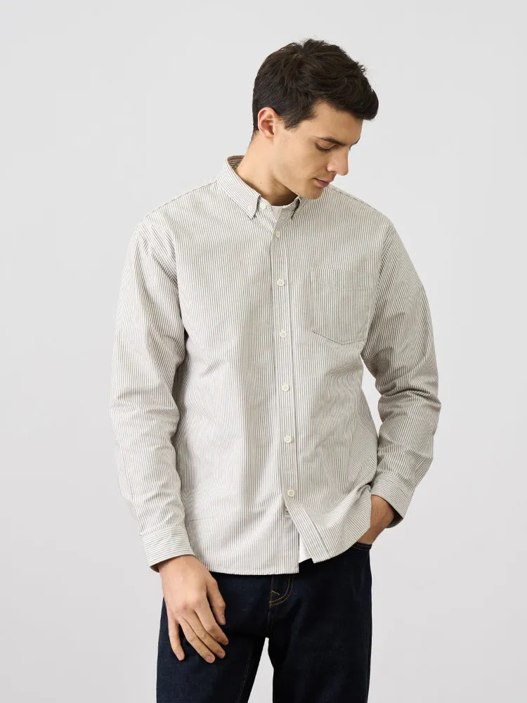 210gsm Oxford Fabric Vintage Vertical Striped Shirts