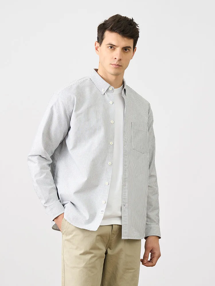 210gsm Oxford Fabric Vintage Vertical Striped Shirts