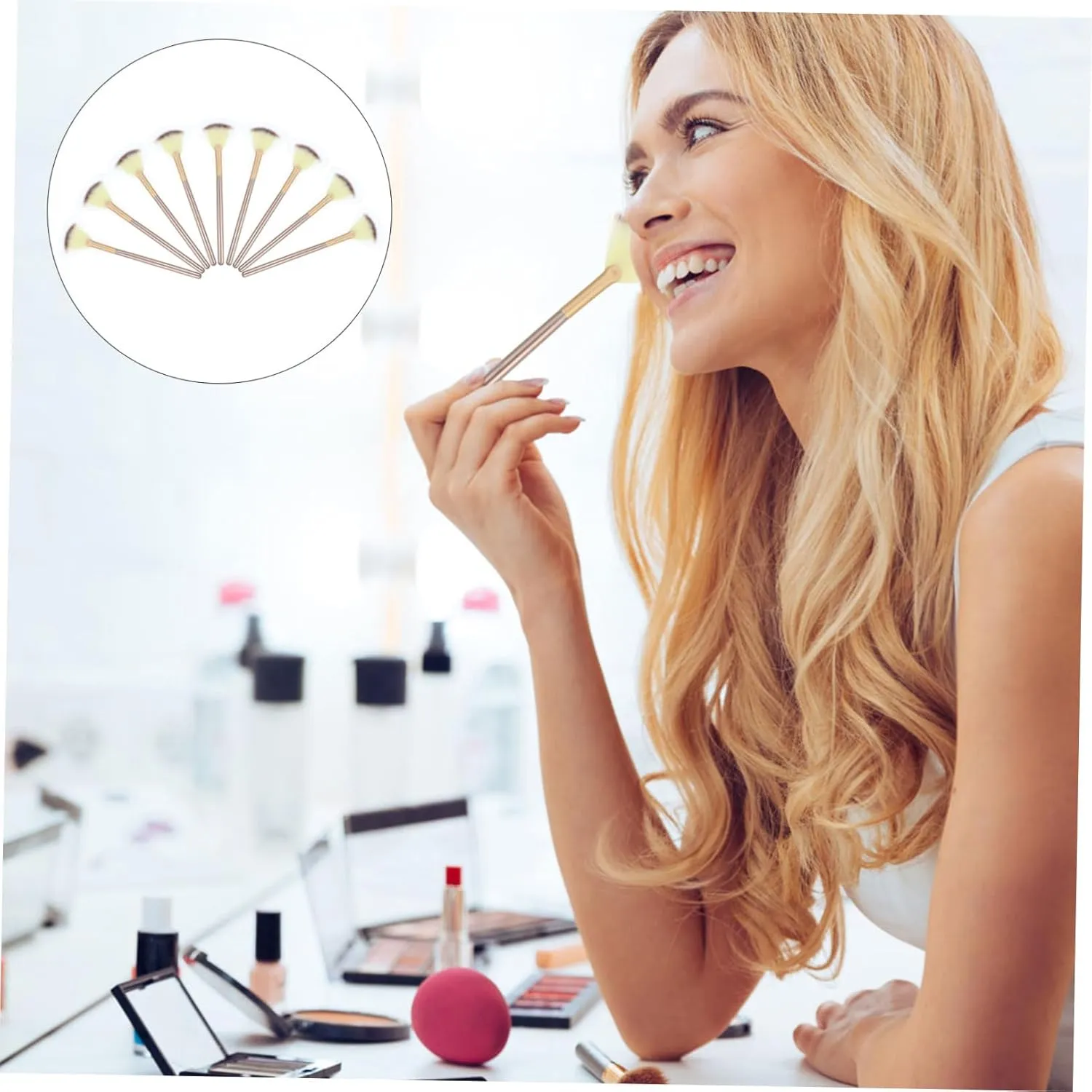 27pcs Highlighter Brush Portable Makeup Brushes for Face for Cheekbones Nose and Brow Bone Soft Synthetic Bristles for Easy Cleaning and Application