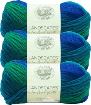 (3 Pack) Lion Brand Landscapes Yarn - Blue Lagoon