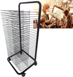 35 Floors Mobile Art Drying Rack, 35 Flexible Shelves, Suitable for Kindergarten, Art Studio and Early Learning Centre, Solid Metal Wire Mesh Easel