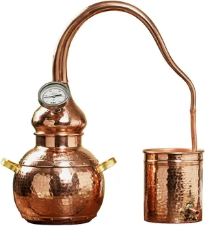 3L Pure Copper Moonshine Still, Homebrew Distillation Kit, DIY Home Distillery Distillation Kit with Thermometer, for Whiskey, Moonshine, Essential Oils, Hydrosols, Etc