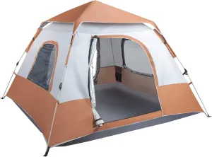 4-Person Family Tent - Instant Pop Up Camping Tent with 2 Doors & Ground Vents | Lightweight (9.9 lbs) Waterproof, Windproof & UV-Resistant for Outdoor Adventures (94.5x94.5x59in)