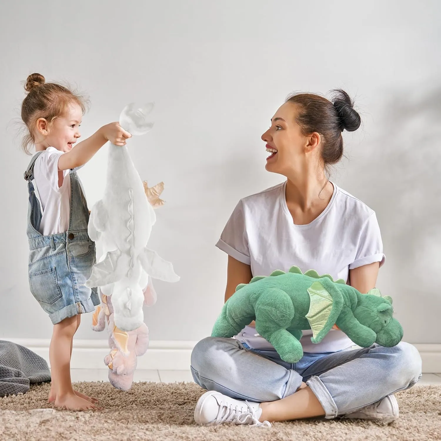 40In 5Lb Weighted Stuffed Animals,Cute Plush Dragon,Weighted Stuff Dinosaur Toy for Kids Adult Gift or Decoration (5lb, White)