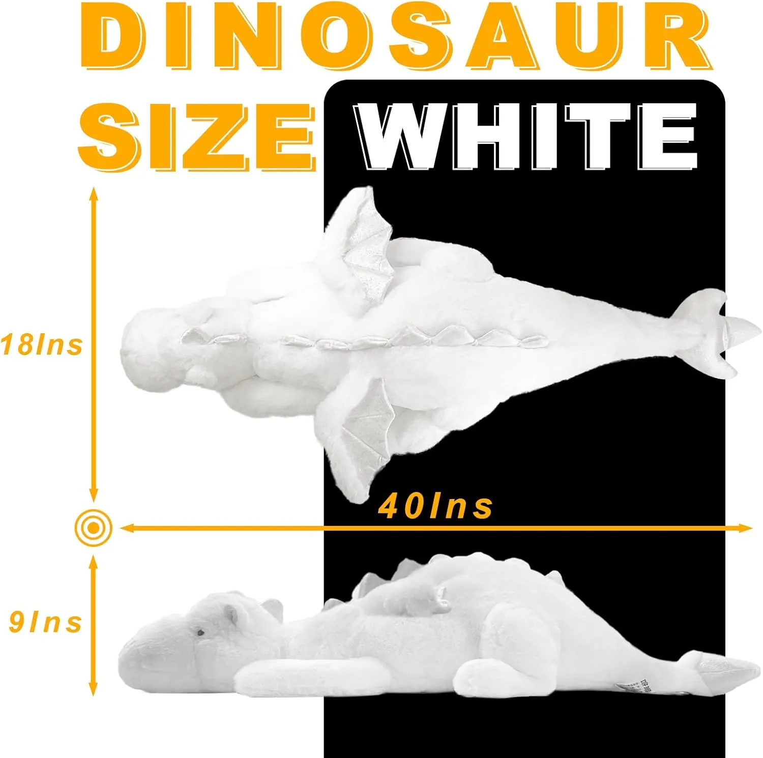 40In 5Lb Weighted Stuffed Animals,Cute Plush Dragon,Weighted Stuff Dinosaur Toy for Kids Adult Gift or Decoration (5lb, White)