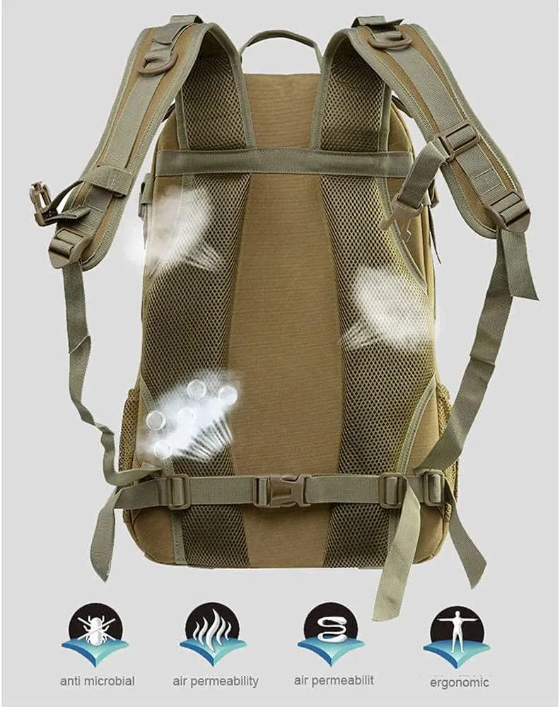 40L Camping Backpack Bag Hiking Climbing Rucksack Waterproof Trekking Camouflage Army Backpak Outdoor Daypack-Army Green