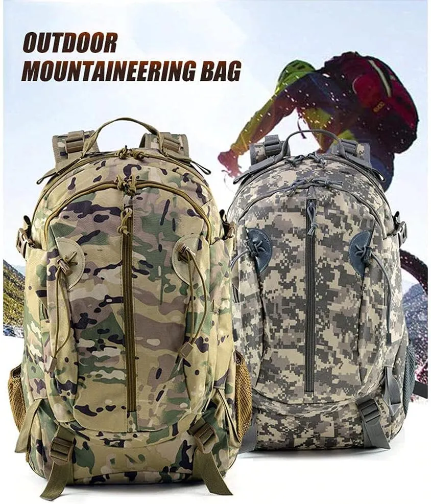 40L Camping Backpack Bag Hiking Climbing Rucksack Waterproof Trekking Camouflage Army Backpak Outdoor Daypack-Army Green