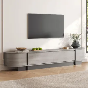 78.7'' Modern TV Stand for 55-85 Inch, Long Wooden TV Console with Drawers, Modern Entertainment Center with Large Storage, Curved Round Edge Media Cabinet for Living Room, Bedroom, (Grey)