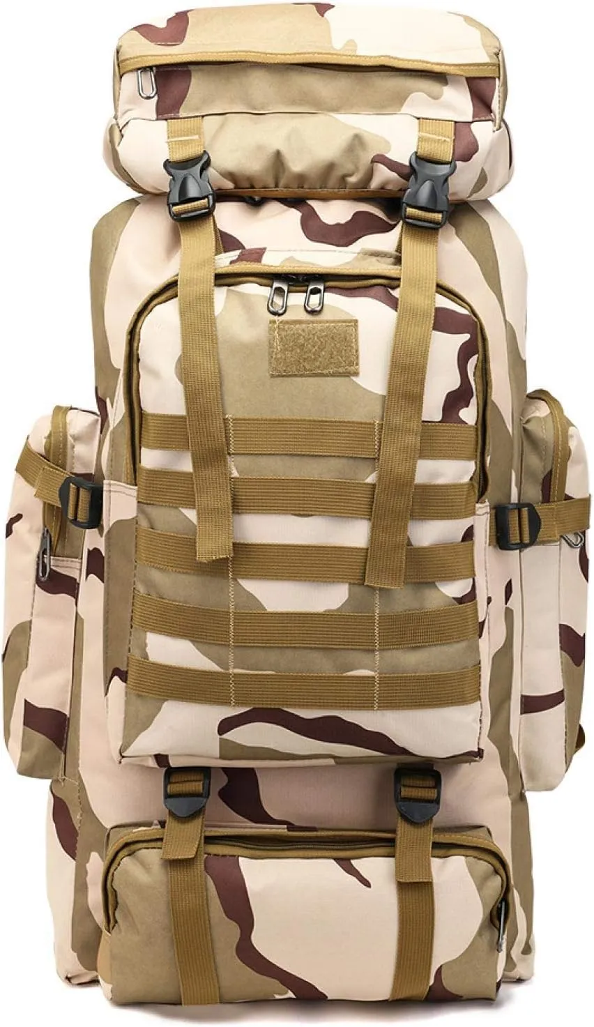 80 Tactical Backpack Men's and Women's Outdoor Sports Hiking Bag Travel Backpack L Large Capacity Waterproof, Earthy Yellow