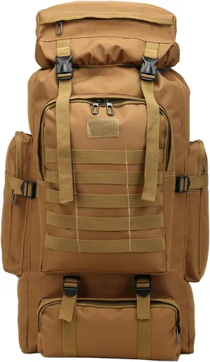 80 Tactical Backpack Men's and Women's Outdoor Sports Hiking Bag Travel Backpack L Large Capacity Waterproof, Earthy Yellow