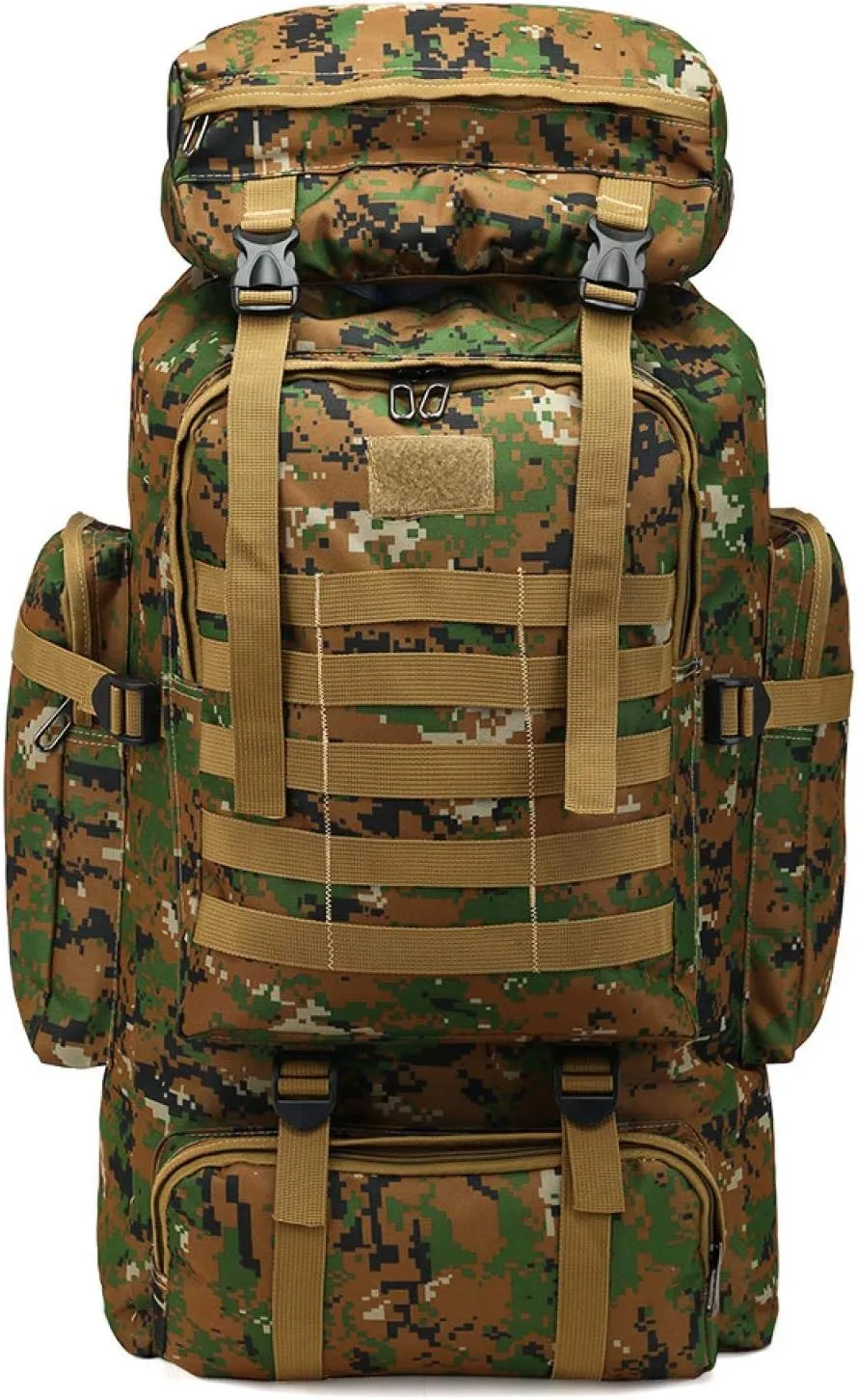 80 Tactical Backpack Men's and Women's Outdoor Sports Hiking Bag Travel Backpack L Large Capacity Waterproof, Earthy Yellow