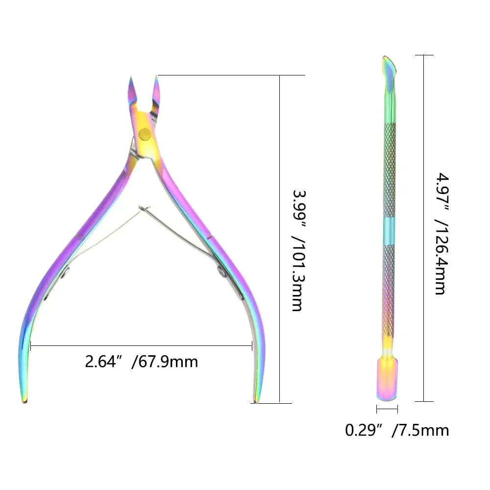 8Pieces Cuticle Trimmer Cuticle Nipper Cuticle Remover Cuticle Cutter with Cuticle Pusher Stainless Steel Cuticle Cutter Clipper Nail Tools for Fingernails and Toenails (Rainbow)