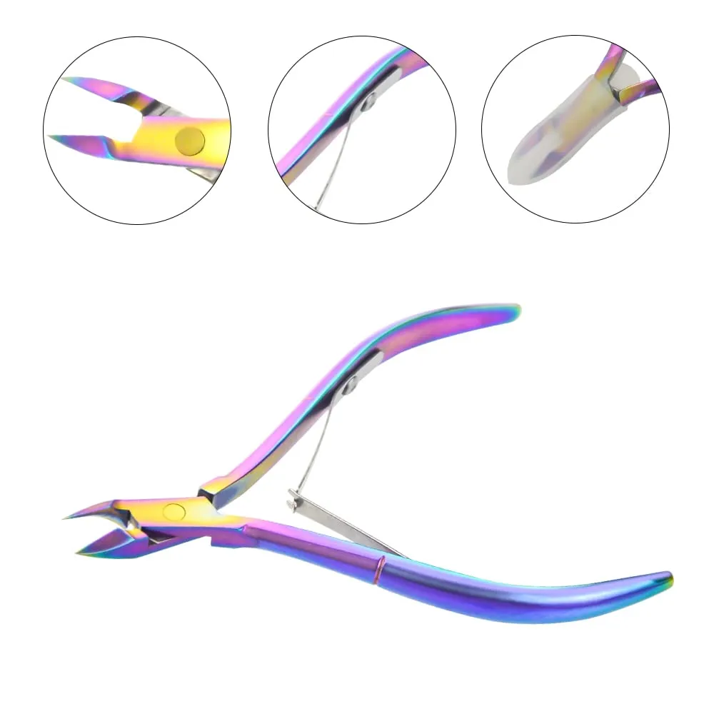 8Pieces Cuticle Trimmer Cuticle Nipper Cuticle Remover Cuticle Cutter with Cuticle Pusher Stainless Steel Cuticle Cutter Clipper Nail Tools for Fingernails and Toenails (Rainbow)