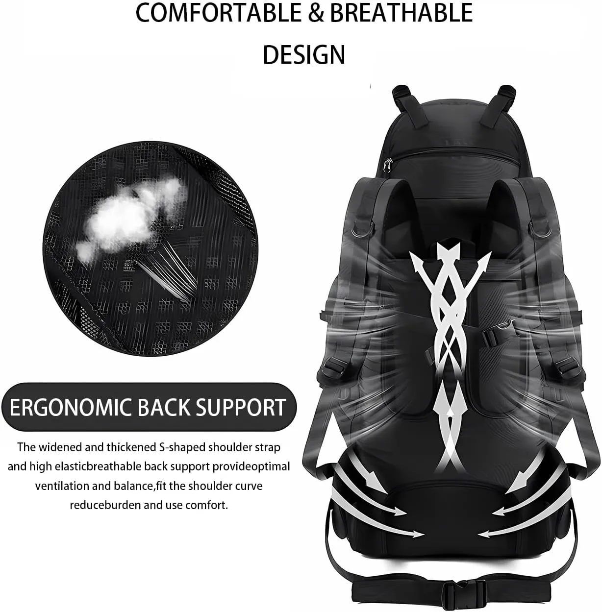 90L Waterproof Hiking Backpack for Men – Large Capacity Lightweight Adjustable Straps – Trekking Camping Travel Red,90L