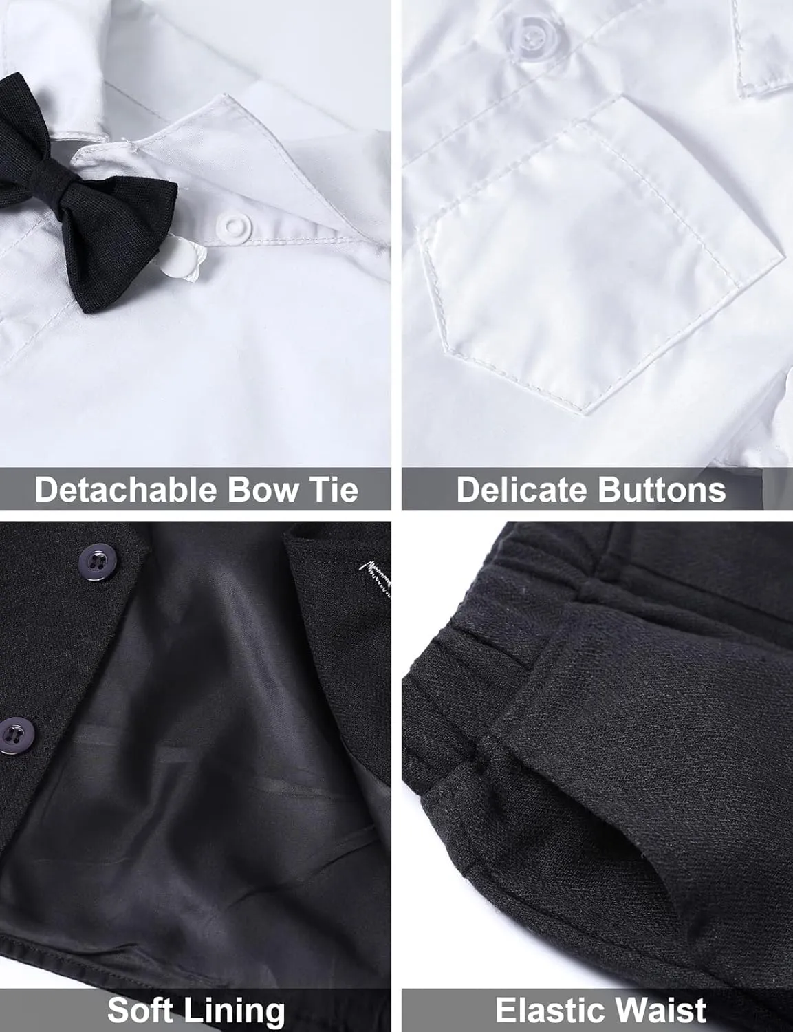 A&J DESIGN 5pcs Baby & Toddler Suit, 12 Months - 6 Years, Shirt & Shorts & Vest & Bow Tie