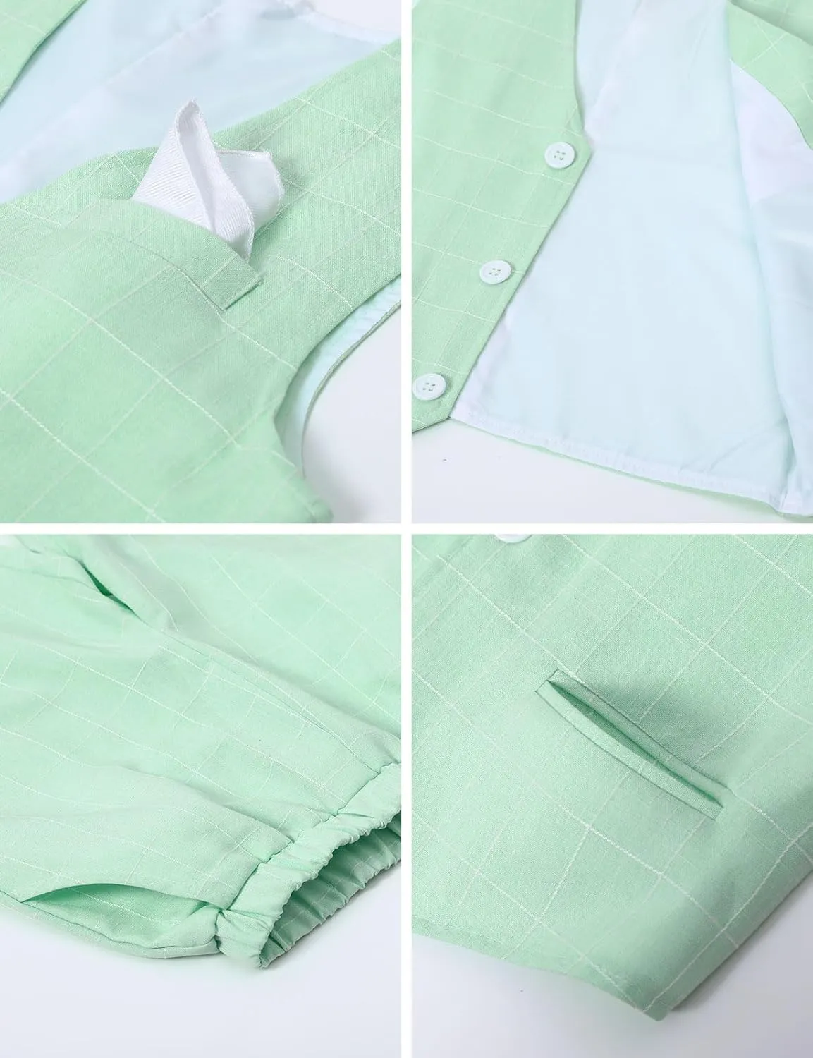 A&J DESIGN Boys Short Suit Set 3 Pieces Kids Formal Gentleman Outfit, 4-11 Years, Shirt   Vest   Shorts   Bow Tie