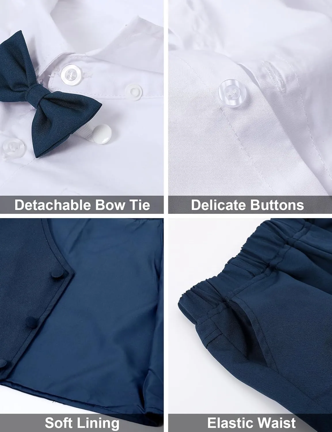 A&J DESIGN Toddler Suit, Gentleman Outfit for boys, 3pcs Clothes Set Shirt & Vest & Shorts with Bowtie