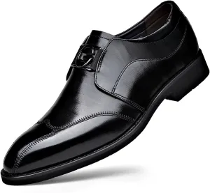 ADMLZQQ Men's Dress Shoes Classic Leather Formal Slip on Wedding Business Oxford Shoes