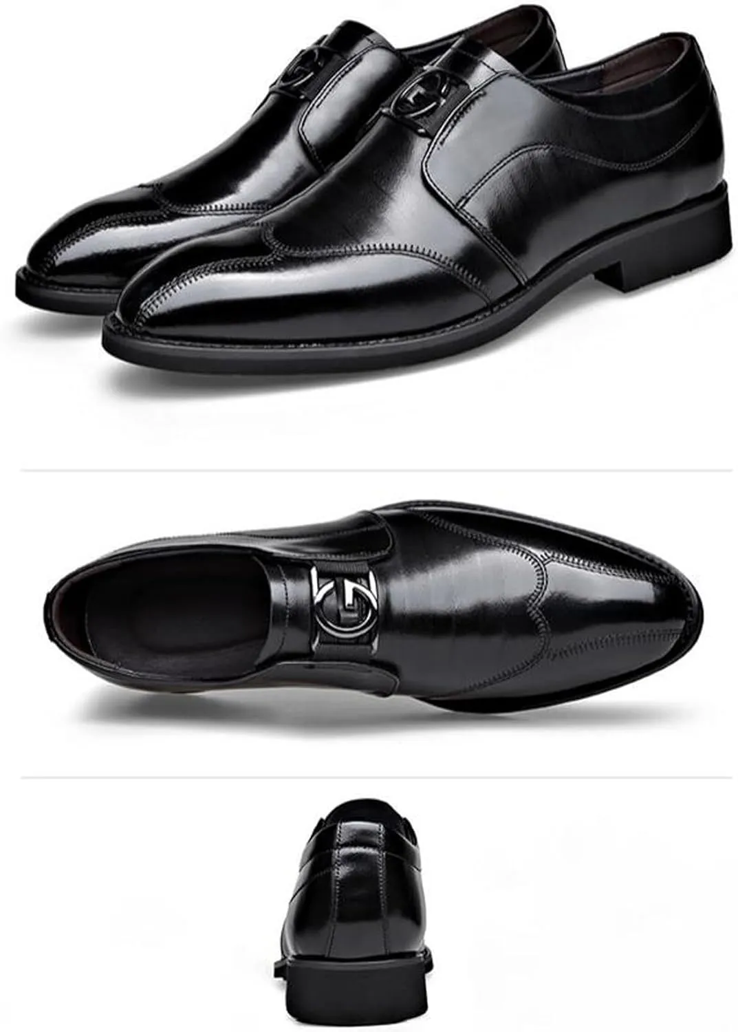 ADMLZQQ Men's Dress Shoes Classic Leather Formal Slip on Wedding Business Oxford Shoes