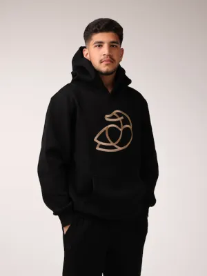 Adult Soft Flat Embroidery Hoodie Black