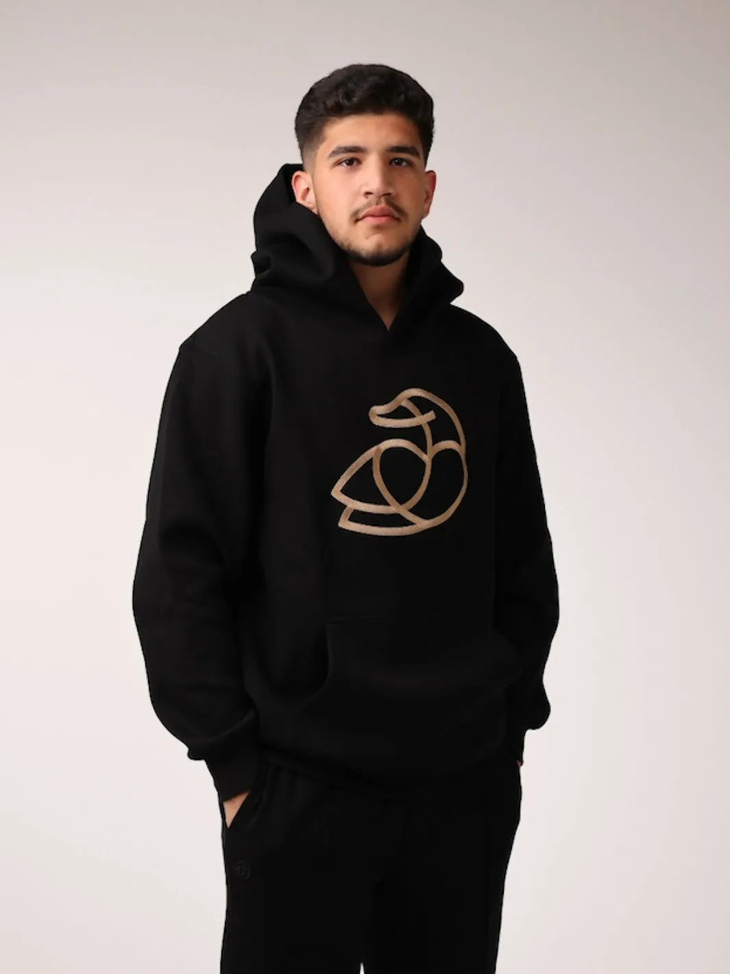 Adult Soft Flat Embroidery Hoodie Black