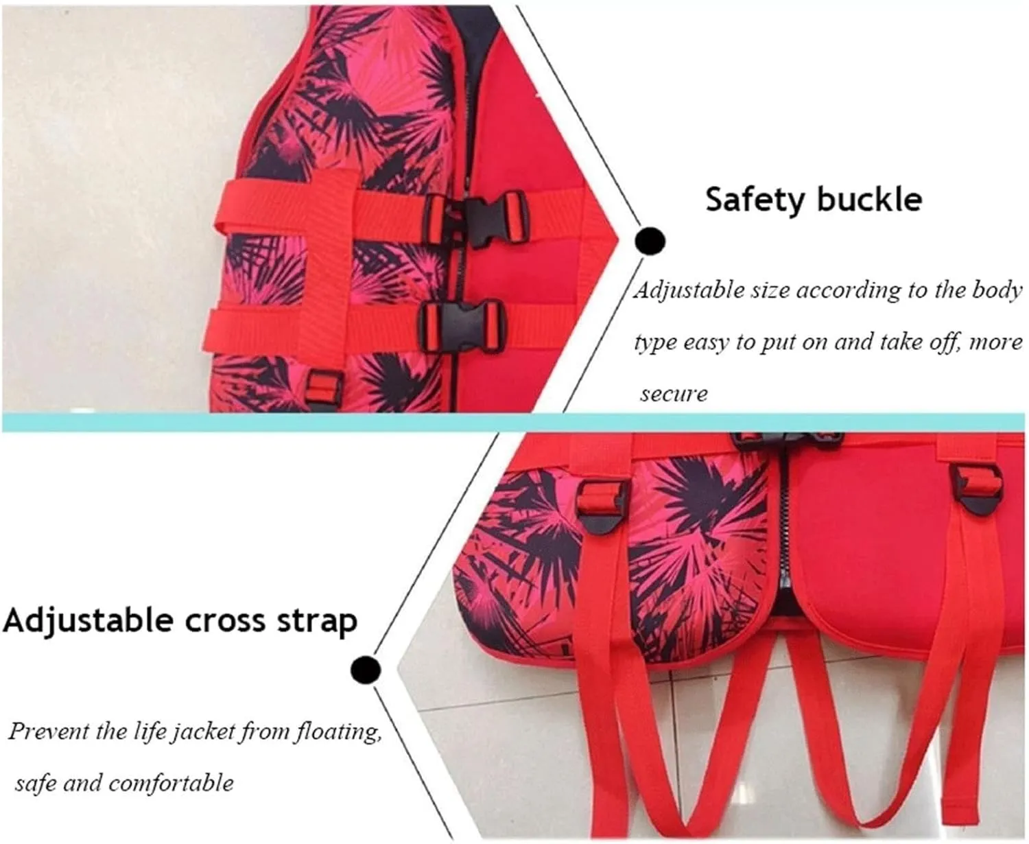 Adults Swim Vest with Adjustable Safety Buckle and Zipper, Fly Fishing Vest for Snorkeling, Kayaking, Boating
