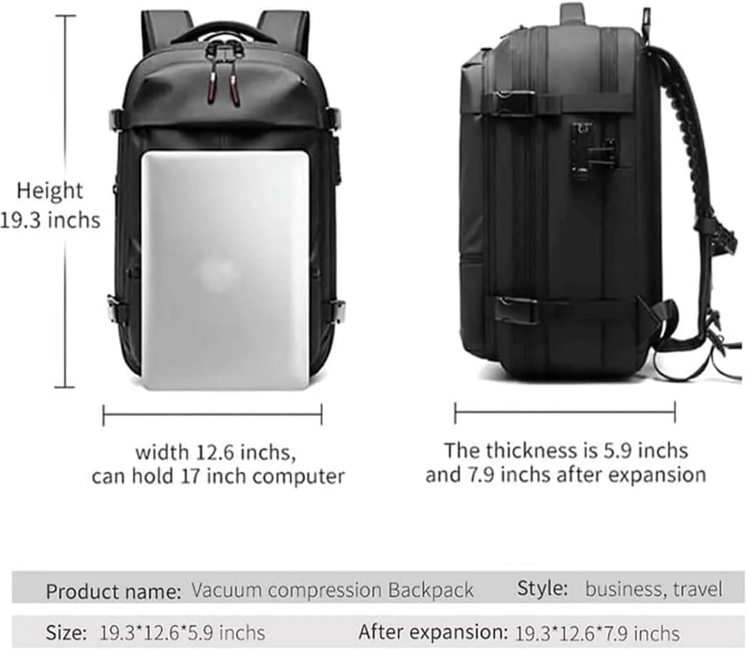 Airvac Backpack, Airvac Travel Backpack Bag, Spence Vac Vacuum Bag for Travel with Wireless Vacuum Pump Reusable Compression Suitcases Space Saver 60L (Gray)