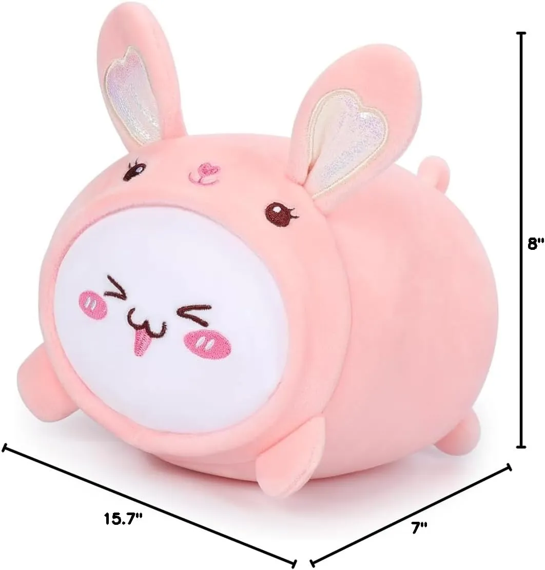 AIXINI Cute Cat Rabbit Plush Pillow 15.7” Kitten Bunny Stuffed Animal, Soft Kawaii Cat Plushie with Rabbit Outfit Costume, Hugging Plush Squishy Pillow Toy Gifts for Kids