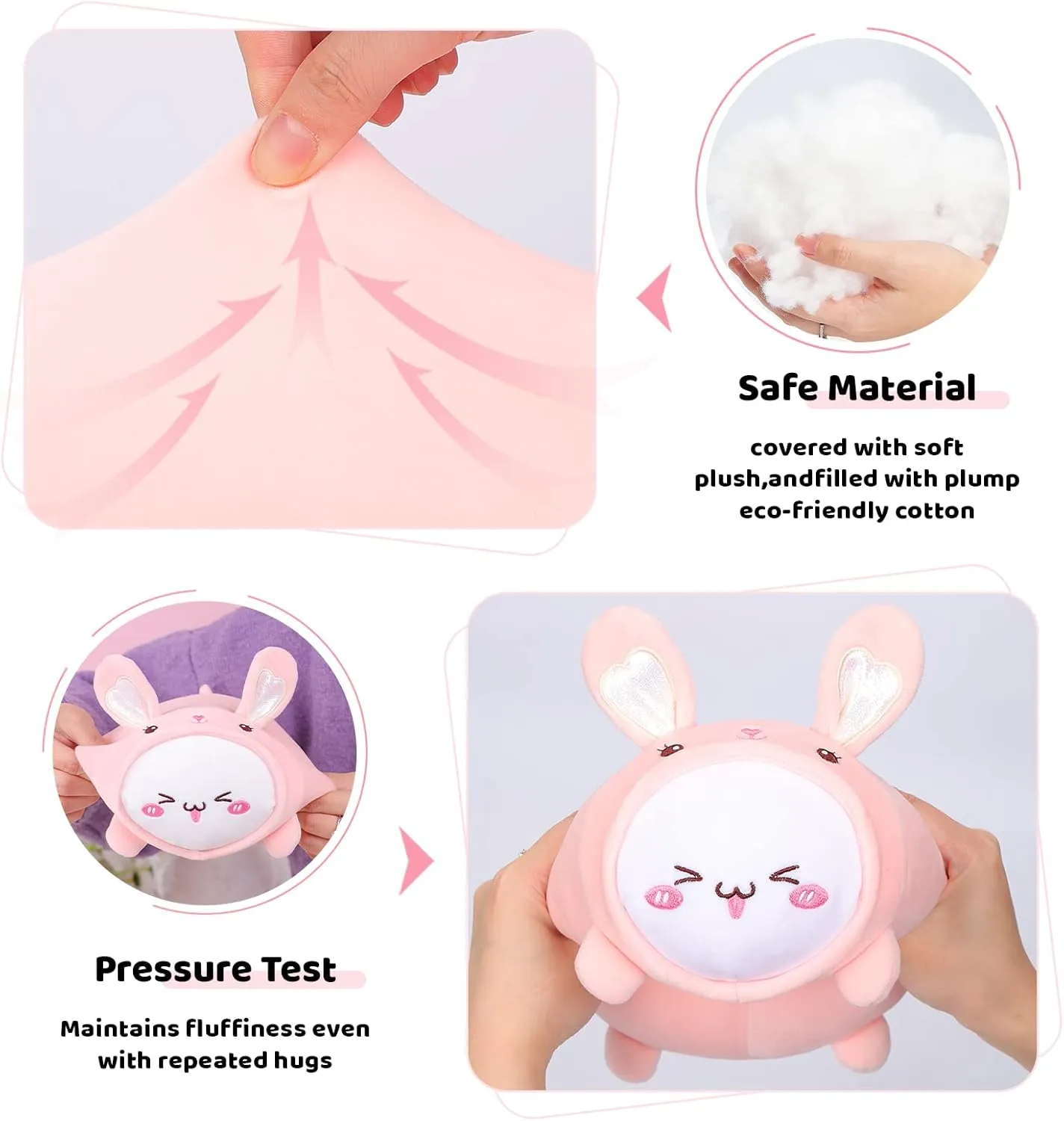 AIXINI Cute Cat Rabbit Plush Pillow 15.7” Kitten Bunny Stuffed Animal, Soft Kawaii Cat Plushie with Rabbit Outfit Costume, Hugging Plush Squishy Pillow Toy Gifts for Kids