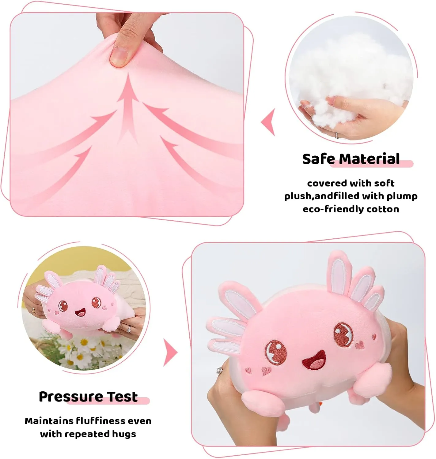 AIXINI Cute Pink Axolotl Plush Pillow 15.7" Luminous Salamander Axolotl Stuffed Animal, Soft Kawaii Plushies Hugging Plush Pillow Toy Gifts