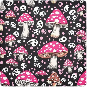 AIXIWAWA Self Adhesive Warp Cloth Cartoon Mushrooms Print for Organizing, Open Lay Flat Cosmetic Bag Makeup Bag Cloth 21.7x21.7 in