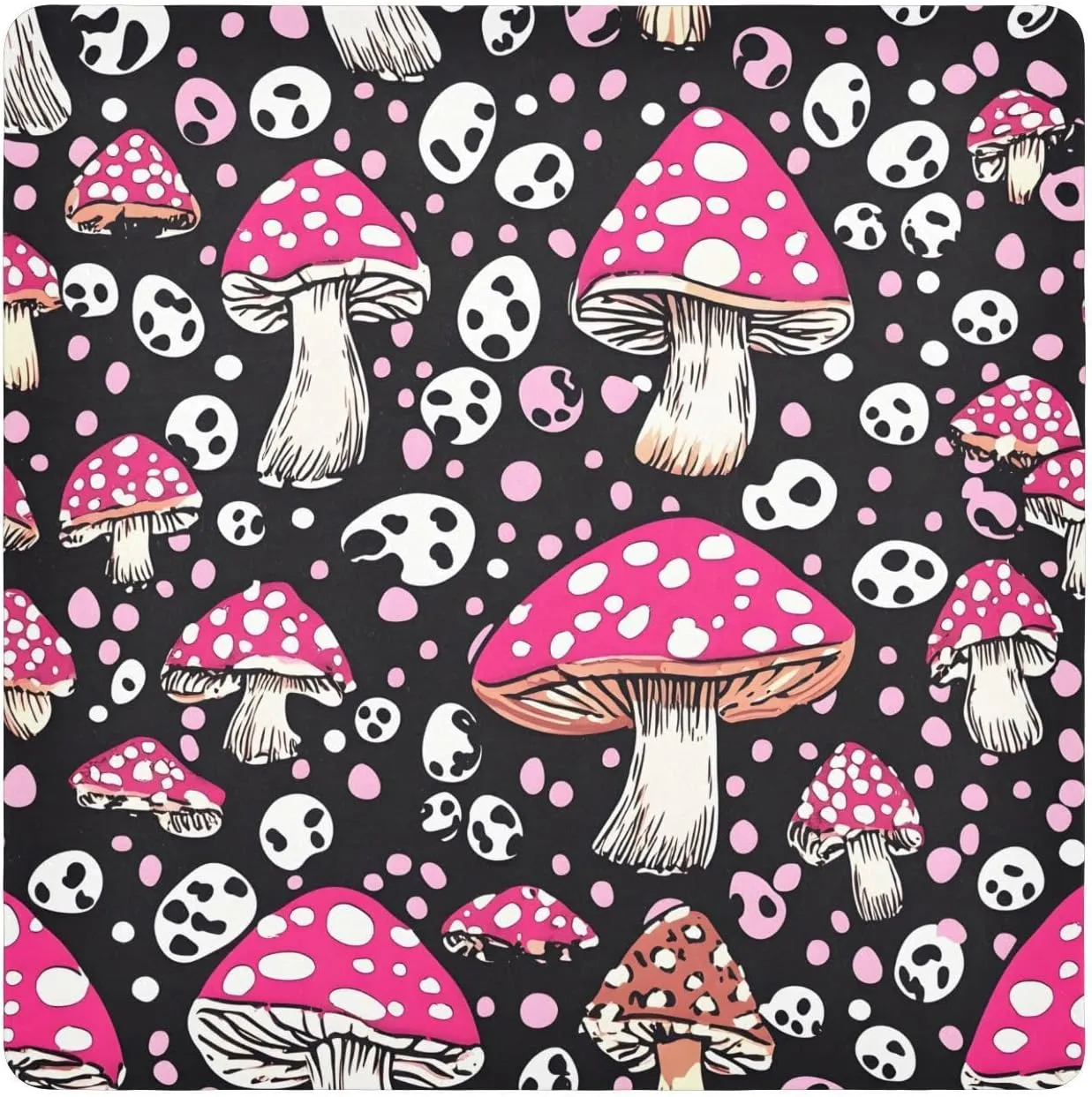 AIXIWAWA Self Adhesive Warp Cloth Cartoon Mushrooms Print for Organizing, Open Lay Flat Cosmetic Bag Makeup Bag Cloth 21.7x21.7 in