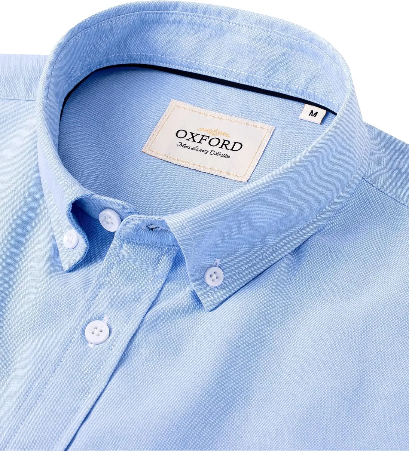 Alimens & Gentle Men's Short Sleeve Oxford Shirt Regular Fit Button Down Collar Shirts with Pocket