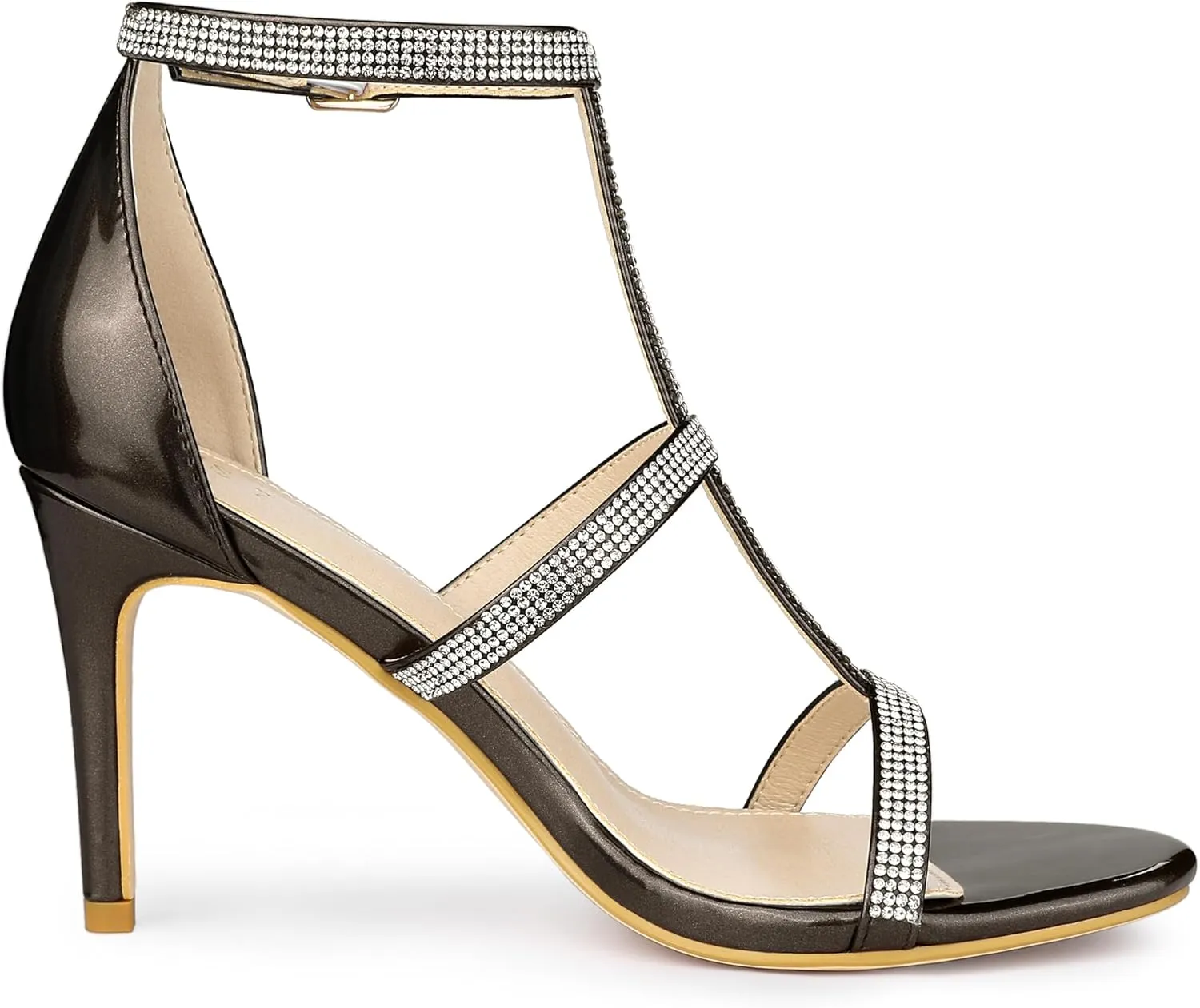 Allegra K Women's Rhinestone Ankle Strap Stiletto High Heel Sandals
