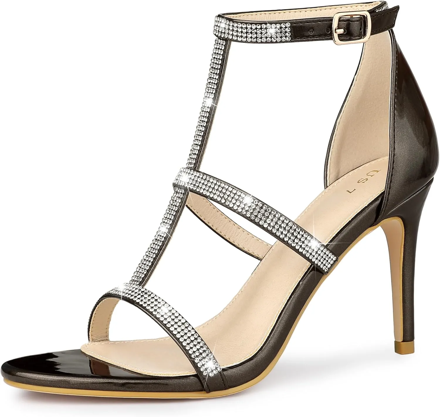 Allegra K Women's Rhinestone Ankle Strap Stiletto High Heel Sandals