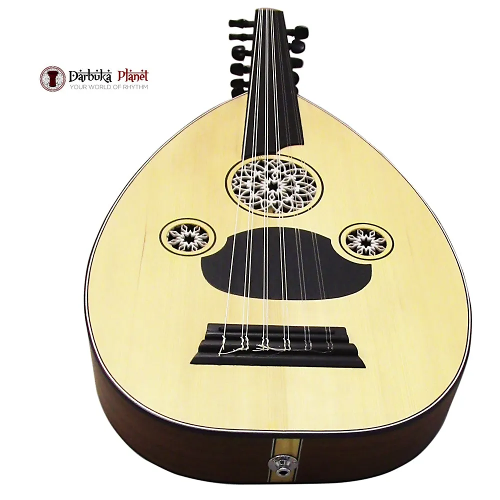 Amazing "Mahagony Star" Professional Turkish Flat Oud   Artec Bridge Pickup  Soft Case - Need Repair