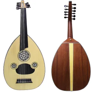 Amazing "Mahagony Star" Professional Turkish Flat Oud   Artec Bridge Pickup  Soft Case - Need Repair